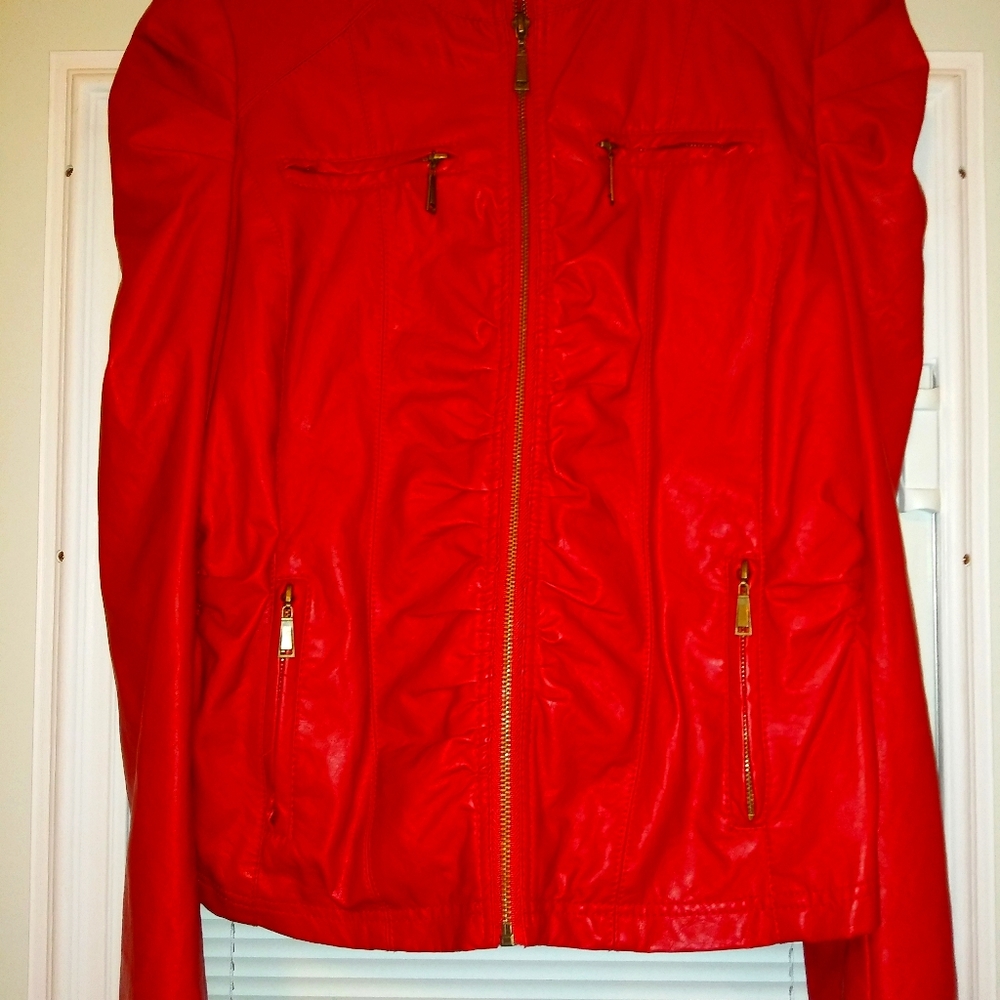 Jou Jou Ruched Faux Leather coat